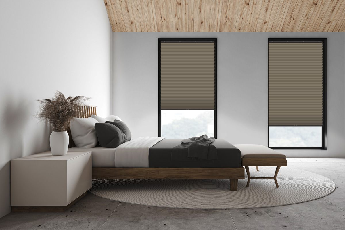 White attic master bedroom, side view